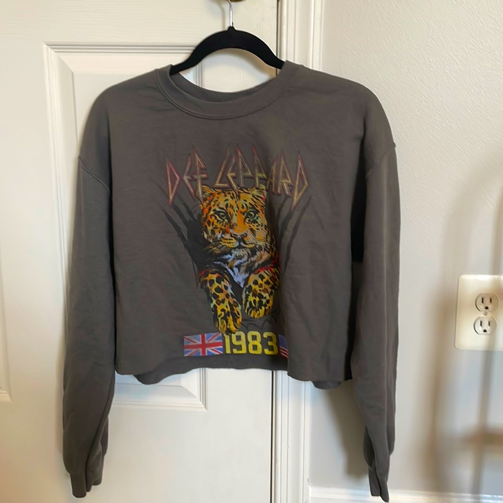 Alters state def leppard cropped sweatshirt sx